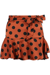 Satin Polka Dot Satin Belted Skort