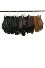 PU Flowing Shorts with Ruffle Hem