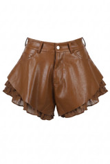 PU Flowing Shorts with Ruffle Hem