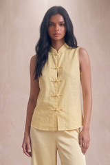 Mandarin Satin Loop Blouse