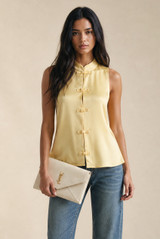 Mandarin Satin Sleevless Blouse