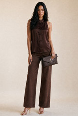 Mandarin Satin Sleevless Blouse