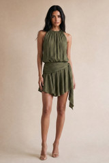 Crinkle Side Drapped Mini Dress