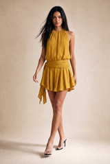 Crinkle Side Drapped Mini Dress