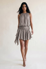 Crinkle Side Drapped Mini Dress