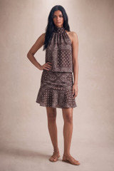 Scarf Print Halter Blouse and Flowing Skirt Set