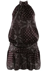 Scarf Print Halter Blouse and Flowing Skirt Set