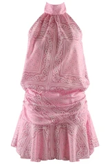 Scarf Print Halter Blouse and Flowing Skirt Set