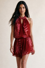 Tropical Chiffon Halterneck Playsuit