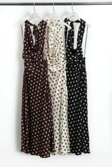 Satin Polka Dot Tie Back Midi Dress(PRE ORDER)