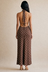 Satin Polka Dot Tie Back Midi Dress(PRE ORDER)