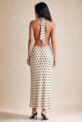 Satin Polka Dot Tie Back Midi Dress(PRE ORDER)