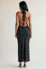 Satin Polka Dot Tie Back Midi Dress(PRE ORDER)