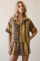 Reptile Oversize Blouse and Shorts Set(PRE ORDER)