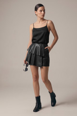 PU Pleated Mini Skirt