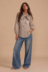 Tie Neck Stripe Blouse