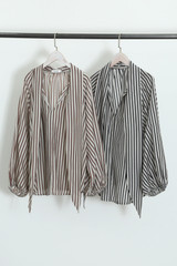 Tie Neck Stripe Blouse