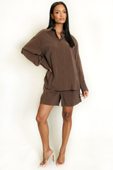 Blouse And Tailored Shorts Set