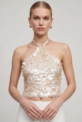 Sequin Halter Open Back Blouse (PRE ORDER)