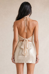 Sequin Halter Open Back Blouse (PRE ORDER)