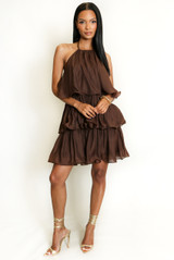 Tiered Halter Mini Dress