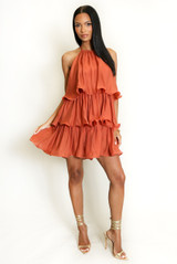 Tiered Halter Mini Dress
