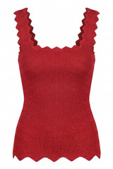 Lurex Scallop Hem Fine Knit Top