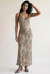 Leopard Bias Cut Maxi Dress
