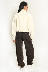 Striped Sleeve Pankou Closure Jacket