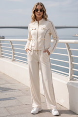 Full Zip Side Stripe Tracksuit With Button Detail 