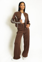Full Zip Side Stripe Tracksuit With Button Detail 