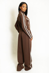 Full Zip Side Stripe Tracksuit With Button Detail 