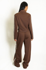 Full Zip Side Stripe Tracksuit With Button Detail 