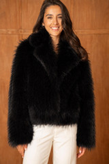Soft Faux Fur Jacket With Collar