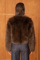 Soft Collarless Faux Fur Jacket