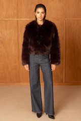Soft Collarless Faux Fur Jacket
