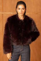 Soft Collarless Faux Fur Jacket