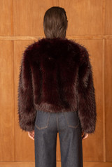 Soft Collarless Faux Fur Jacket
