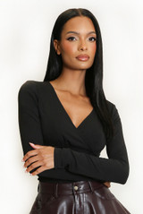 Long Sleeve Wrap Look Top