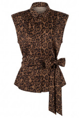 Leopard Print Tie Waist Blouse