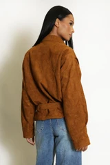 Faux Suede Biker Jacket