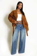 Faux Suede Biker Jacket