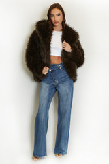 Shaggy Fur Hooded Coat