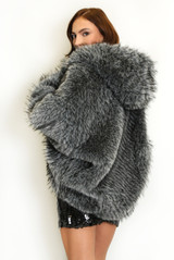 Shaggy Fur Hooded Coat