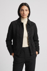 Faux Suede Collared Jacket