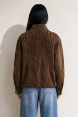 Faux Suede Collared Jacket