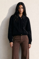 Faux Suede Collared Jacket