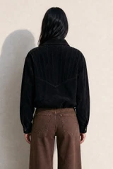 Faux Suede Collared Jacket