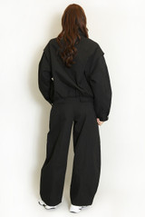 Dropped Shoulder Jacket and High Waist Wide Trouser Set