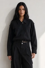 Dropped Shoulder Cropped Jacket